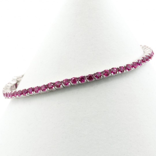 Bratara tennis - 18cm cu cristale Fucsia, argint 925 rodiat