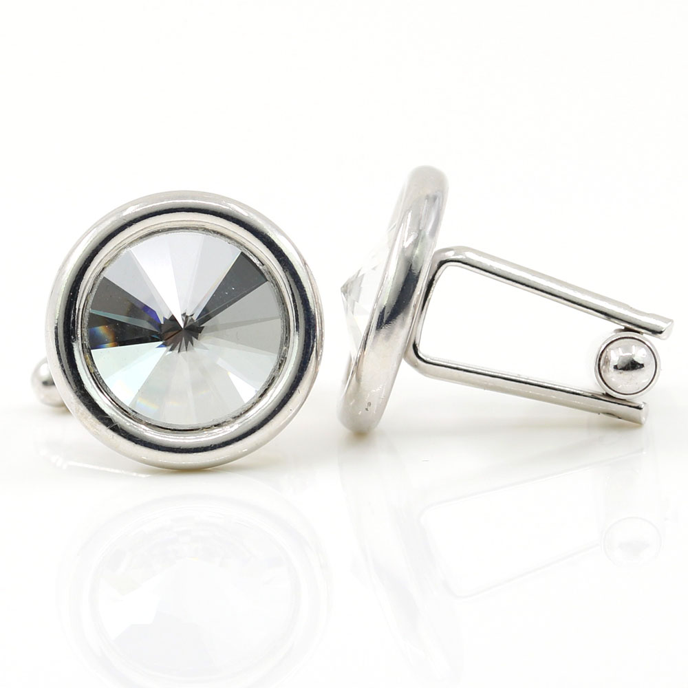 Butoni cu cristale Swarovski, rivoli crystal, argint 925 rodiat