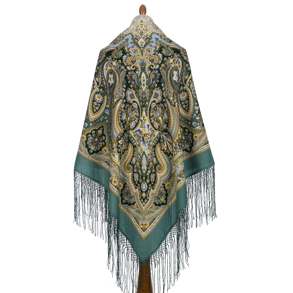 Sal premium The only one - pasarea maiastra- din lana, verde vintage, 148x148cm