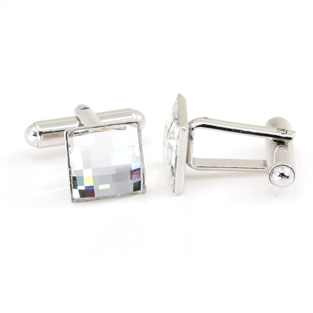 Butoni cu cristale Swarovski, cabochon Crystal 10mm, argint 925 rodiat