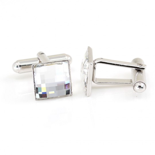 Butoni cu cristale Swarovski, cabochon Crystal 10mm, argint 925 rodiat