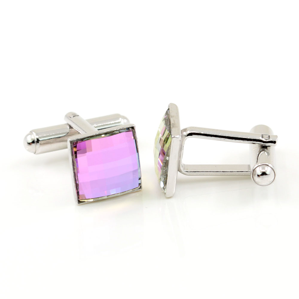 Butoni cu cristale Swarovski, cabochon Vitrail Light 10mm, argint 925 rodiat
