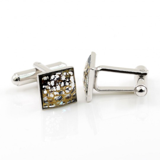 Butoni cu cristale Swarovski, cabochon Gold patina 10mm, argint 925 rodiat