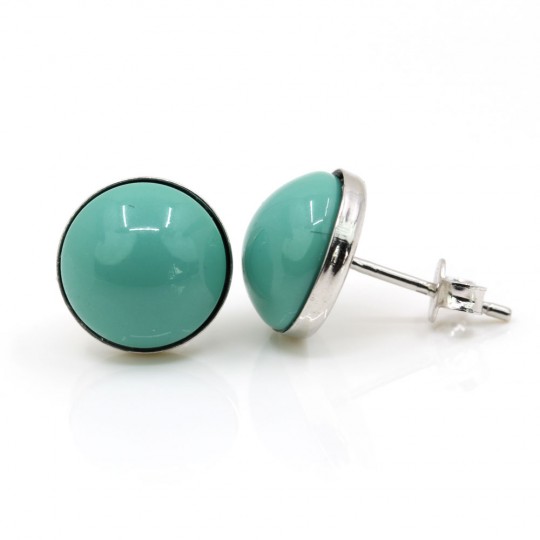 Cercei argint 925 rodiat cu perle Swarovski Crystal Jade, 10mm
