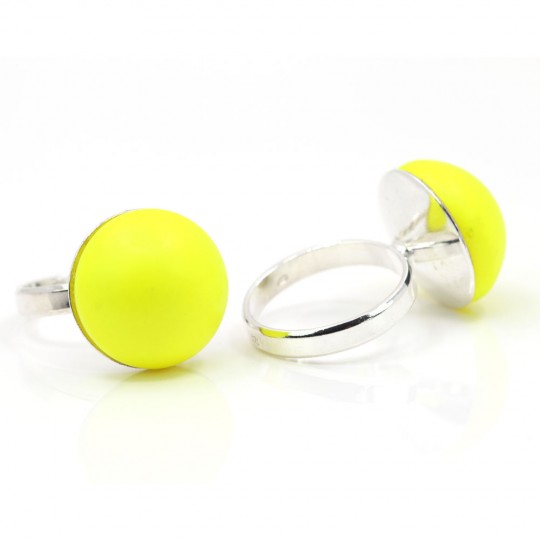 Inel (51) argint 925 rodiat cu perla Swarovski Neon Yellow, 16mm