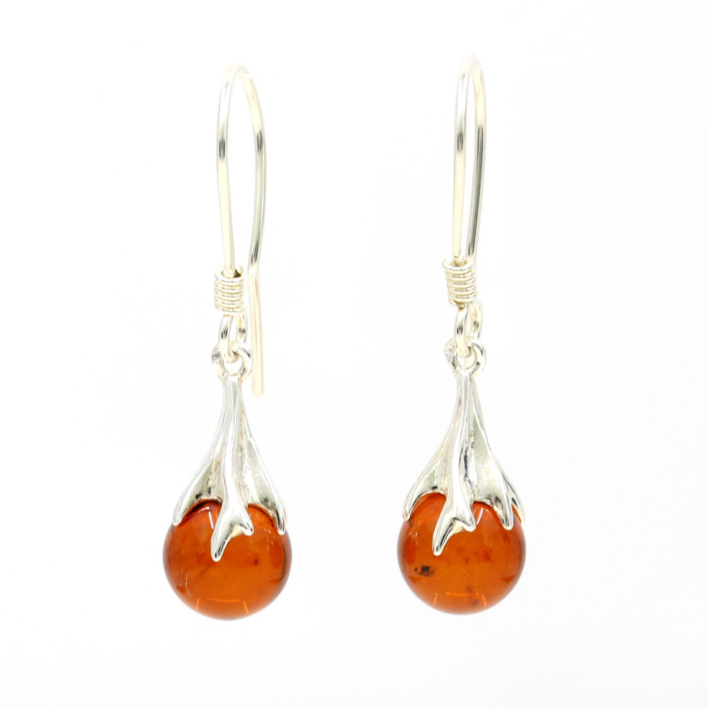 Cercei din argint 925 cu Chihlimbar natural topaz, 35x8mm