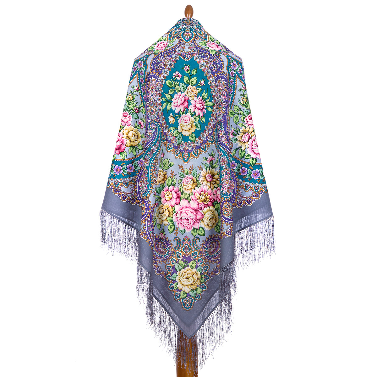 Sal premium Siberian Beauty din lana, gri, 146x146cm