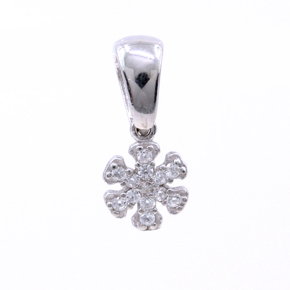 Snowflake pendant with crystals, 925 rhodium-plated silver, 8mm