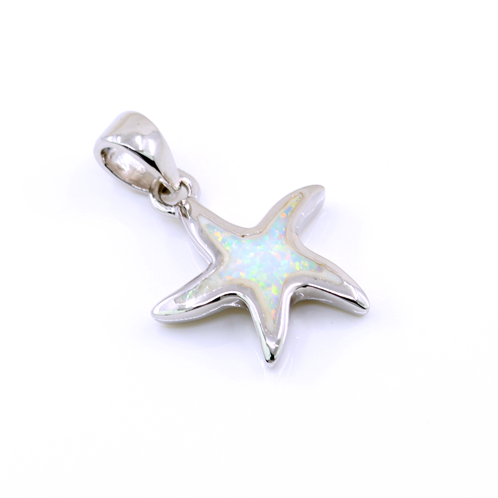 Pandantiv Stea de mare cu White Opal, argint 925 rodiat, 18.5mm