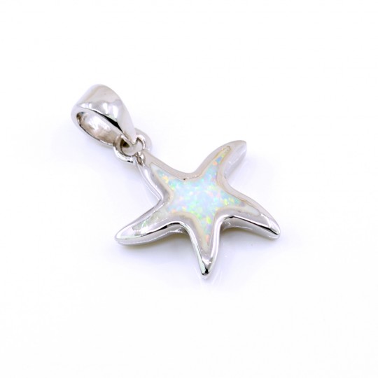 Pandantiv Stea de mare cu White Opal, argint 925 rodiat, 18.5mm