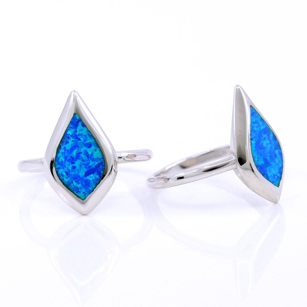 Inel Lacrima (54) cu Blue Opal din argint 925 rodiat