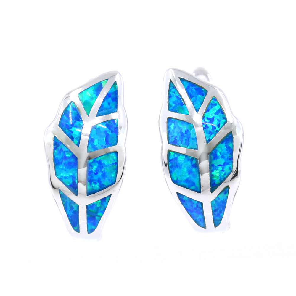 Cercei Frunza cu Blue Opal, argint 925 rodiat, 19mm
