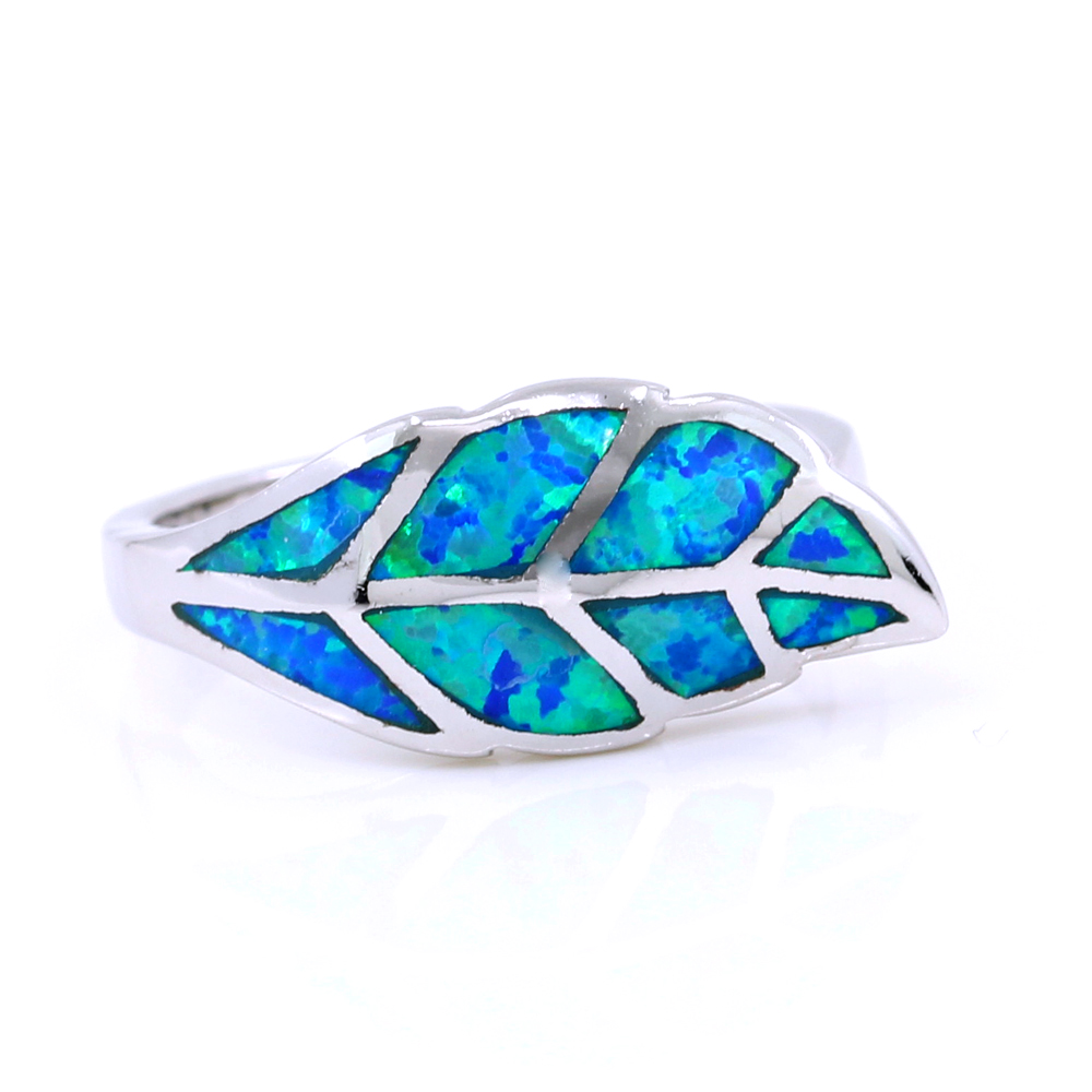 Inel Frunza (58) cu Blue Opal din argint 925 rodiat