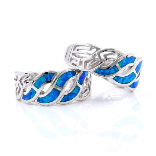 Inel Twist (58) cu Blue Opal din argint 925 rodiat