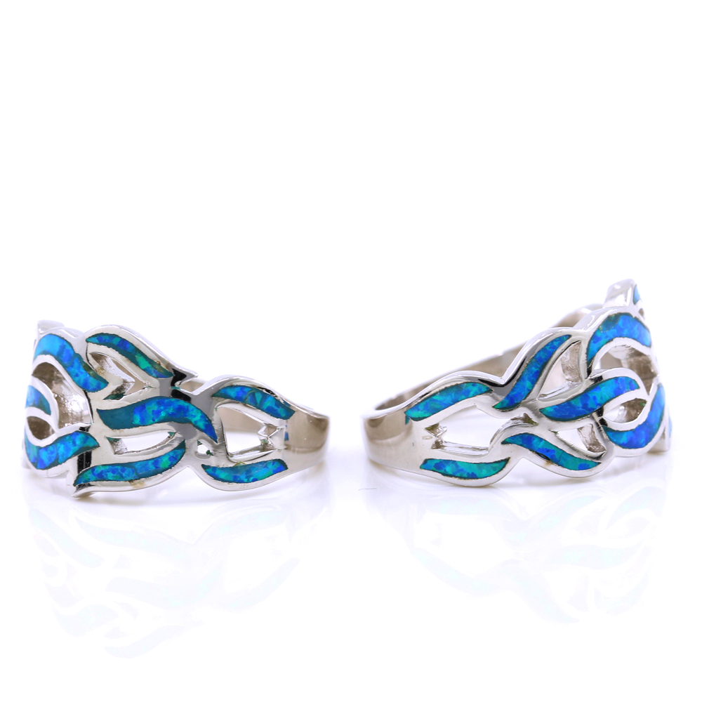 Inel Waves (56) cu Blue Opal din argint 925 rodiat