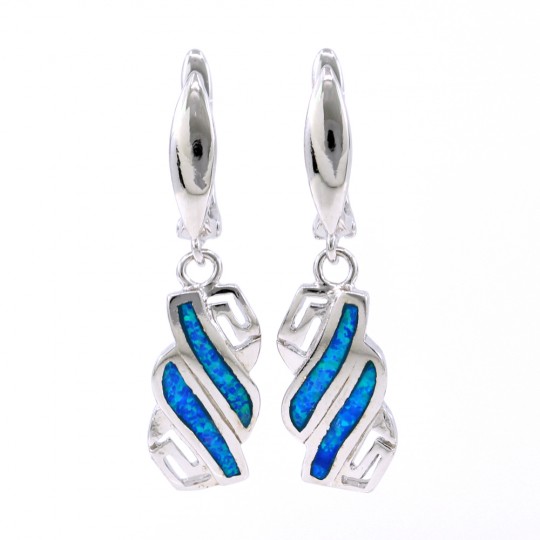 Cercei cu Blue Opal, argint 925 rodiat, 19mm