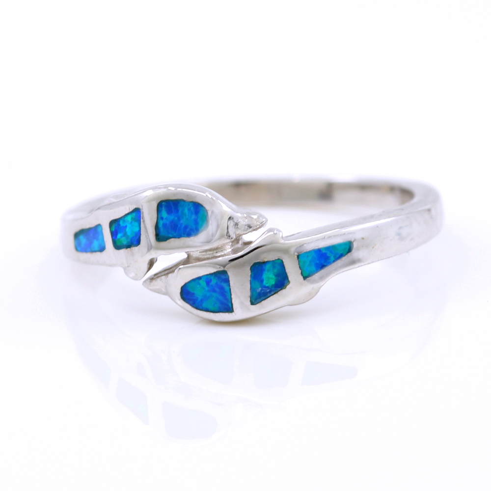 Inel Delfini (55) cu Blue Opal din argint 925 rodiat