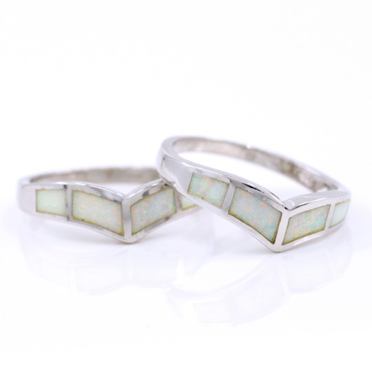 Inel Wings (56) cu White Opal din argint 925 rodiat