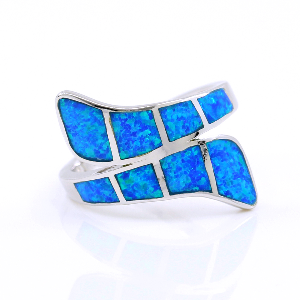 Inel Drops (57) cu Blue Opal din argint 925 rodiat