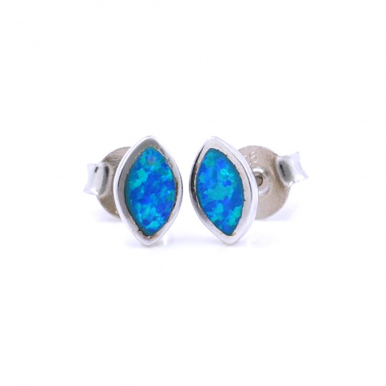 Cercei Marquise cu Blue Opal, argint 925 rodiat, 8mm