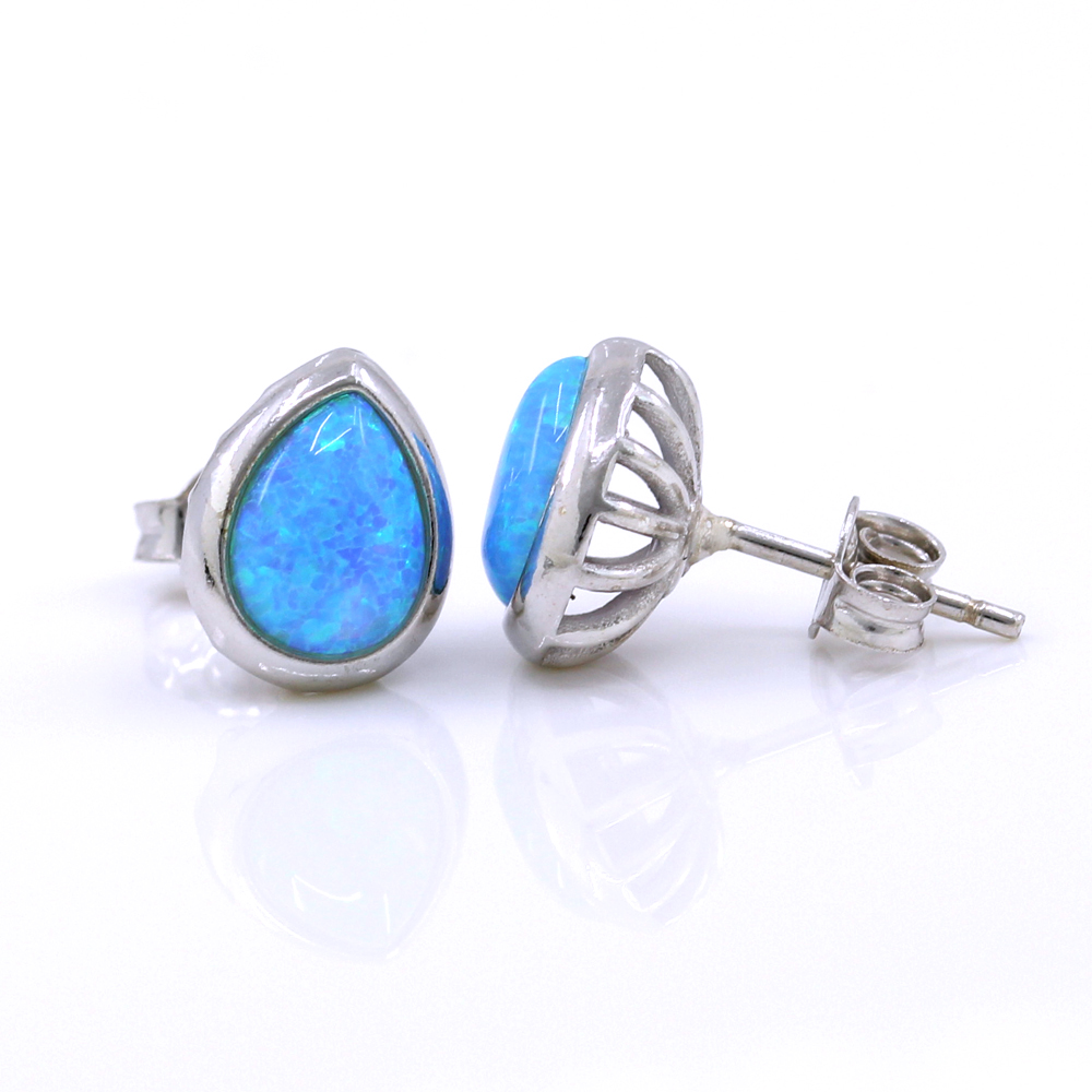 Cercei Picatura cu Azure Opal, argint 925 rodiat, 10mm