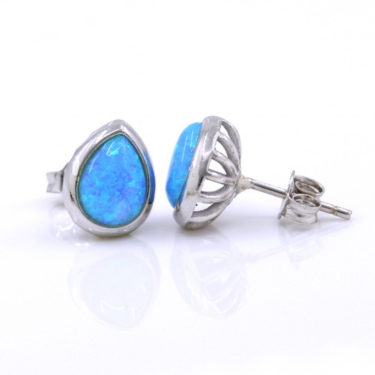 Cercei Picatura cu Azure Opal, argint 925 rodiat, 10mm
