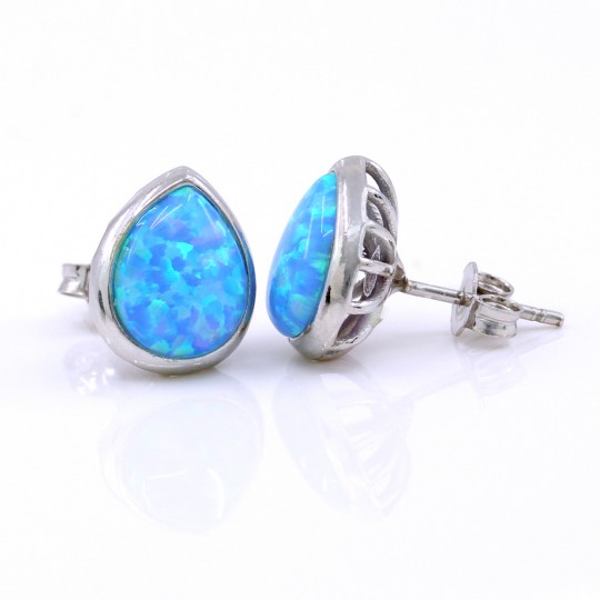 Cercei Picatura cu Azure Opal, argint 925 rodiat, 12mm