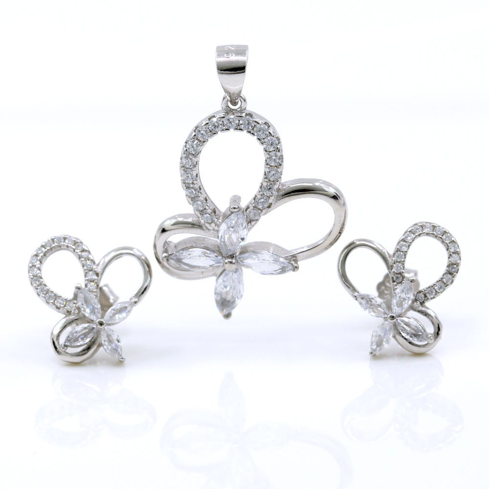 Set Amalia pandantiv si cercei cu cristale argint 925 rodiat