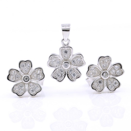 Set Margarete, pandantiv si cercei cu cristale argint 925 rodiat