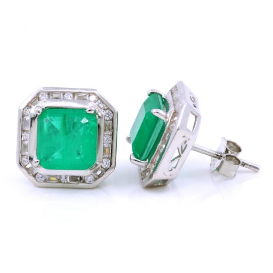 Cercei Cuadrado cu Paraiba argint 925 rodiat, 13mm