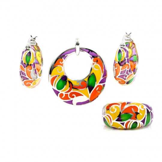 Set Sweet colours cercei, inel (58), pandantiv, argint 925 rodiat