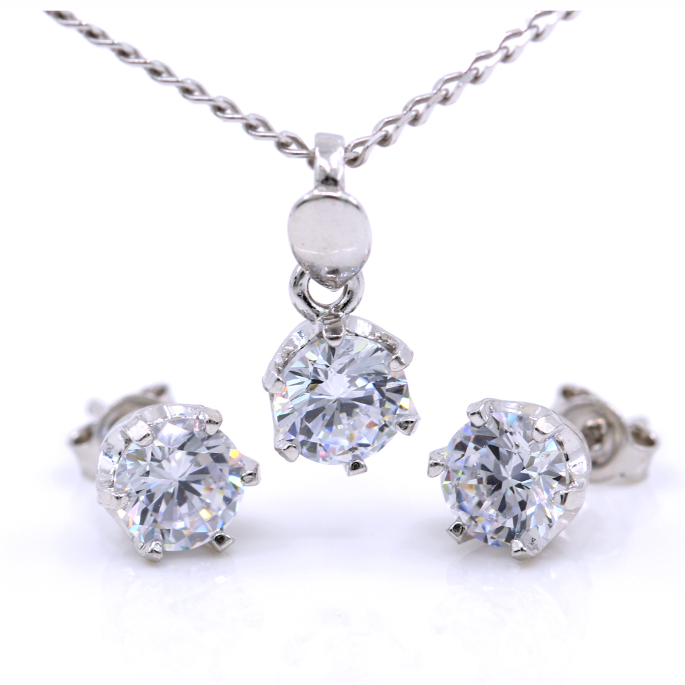 Set Chatons cu cristale Swarovski cercei, lant, pandantiv, argint 925 rodiat