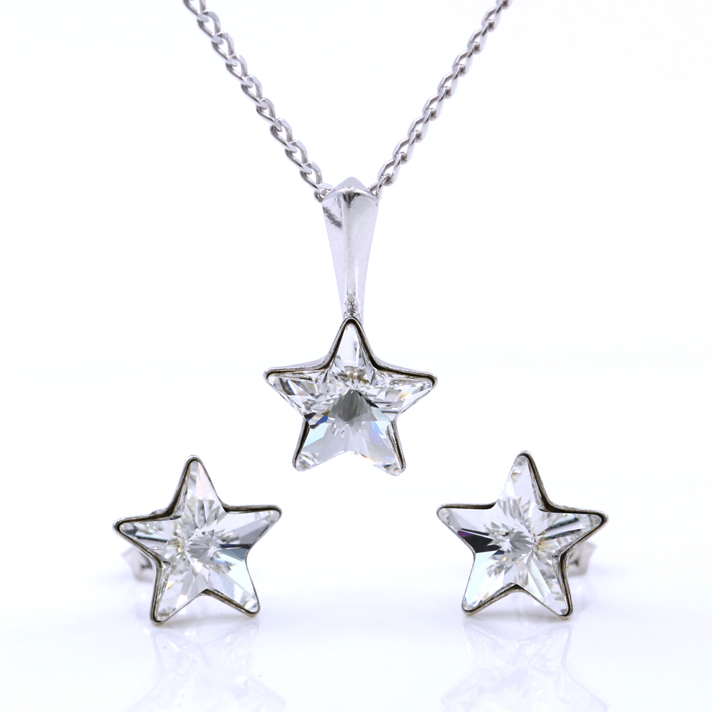 Set Star cu cristale Swarovski Crystal, cercei, lant, pandantiv, argint 925 rodiat