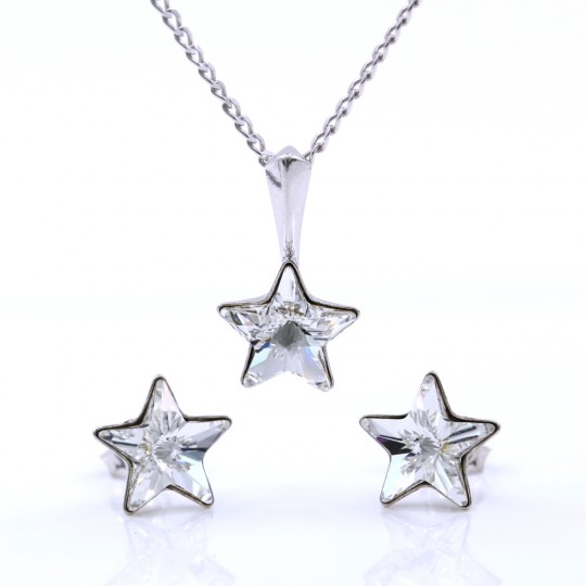 Set Star cu cristale Swarovski Crystal, cercei, lant, pandantiv, argint 925 rodiat