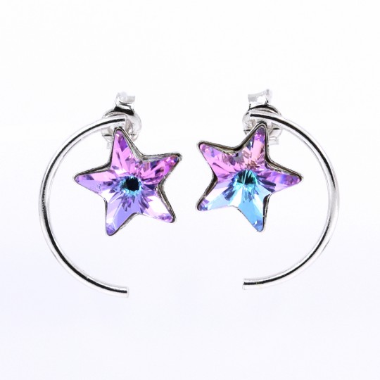 Cercei Star cu cristale Swarovski Vitrail Light, argint 925 rodiat