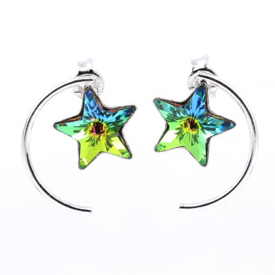 Cercei Star cu cristale Swarovski Vitrail Medium, argint 925 rodiat