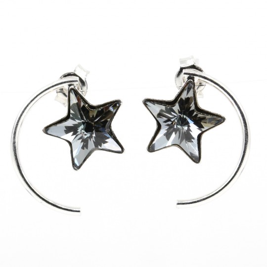 Cercei Star cu cristale Swarovski Silver Night, argint 925 rodiat