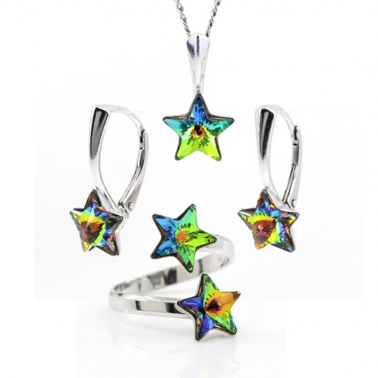 Set complet Star cu cristale Swarovski Vitrail Medium, argint 925 rodiat