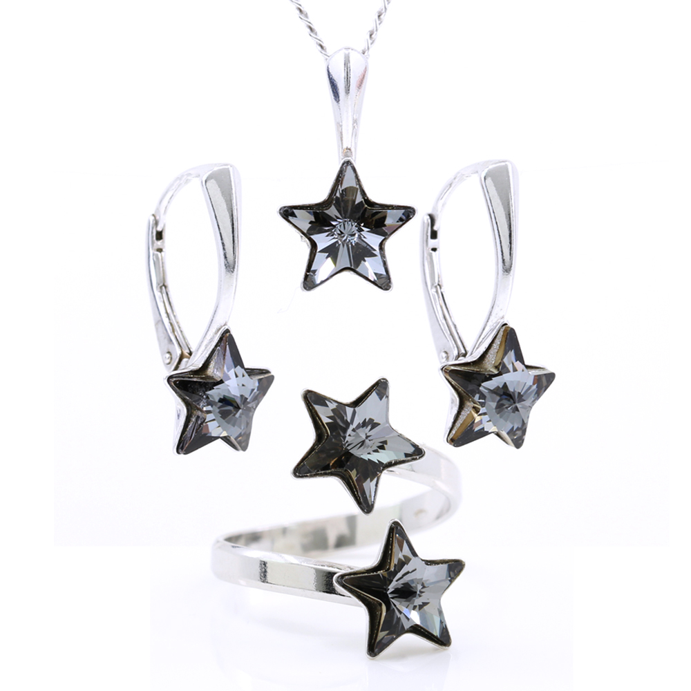 Set complet Star cu cristale Swarovski Silver Night, argint 925 rodiat