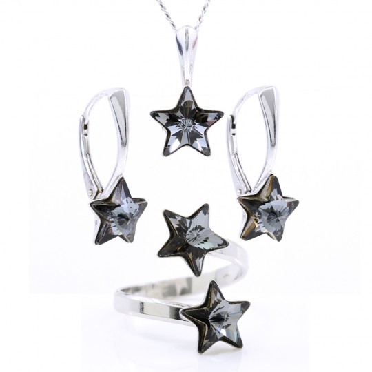 Set complet Star cu cristale Swarovski Silver Night, argint 925 rodiat