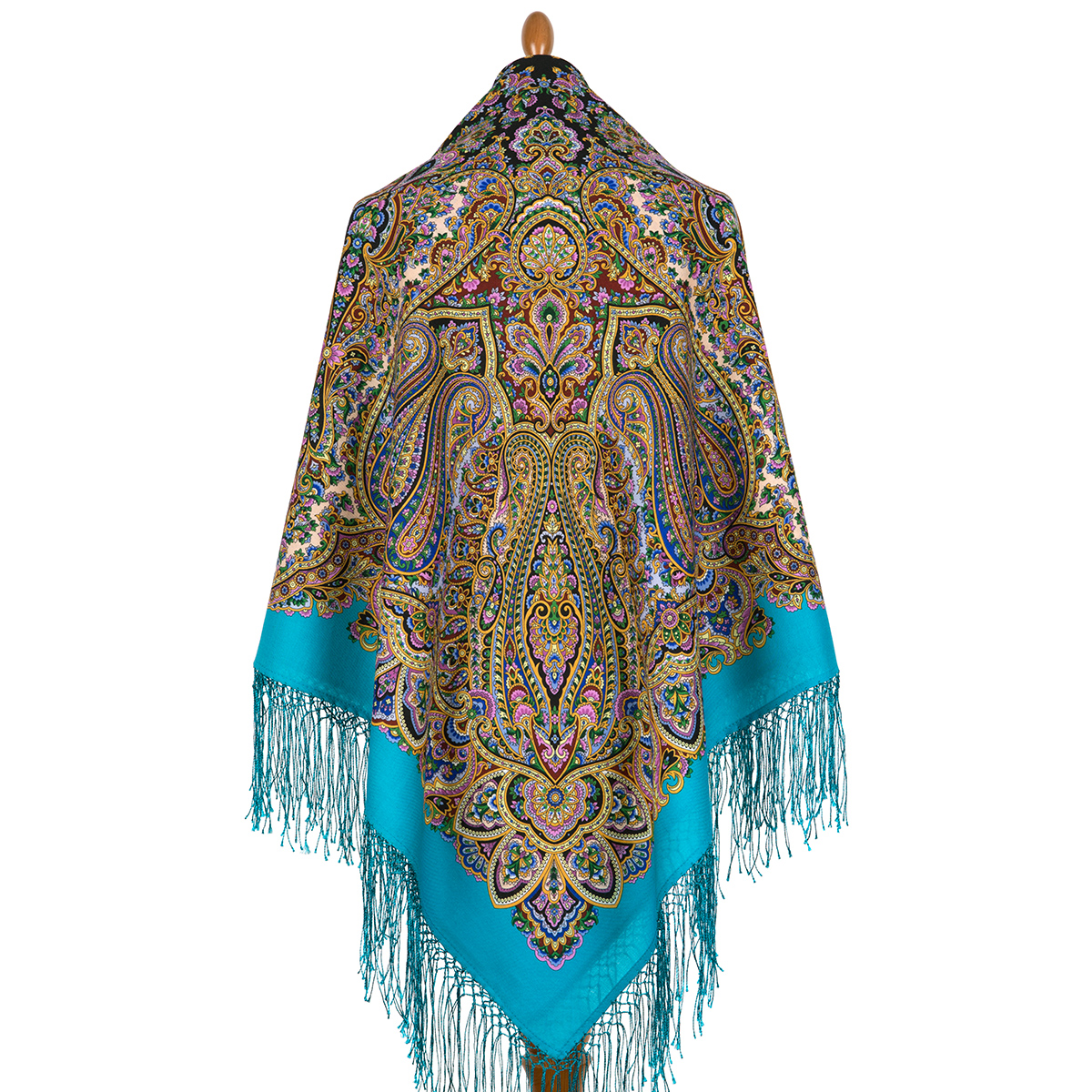 Premium shawl Sultry Wind, wool, turquoise - 135x135cm