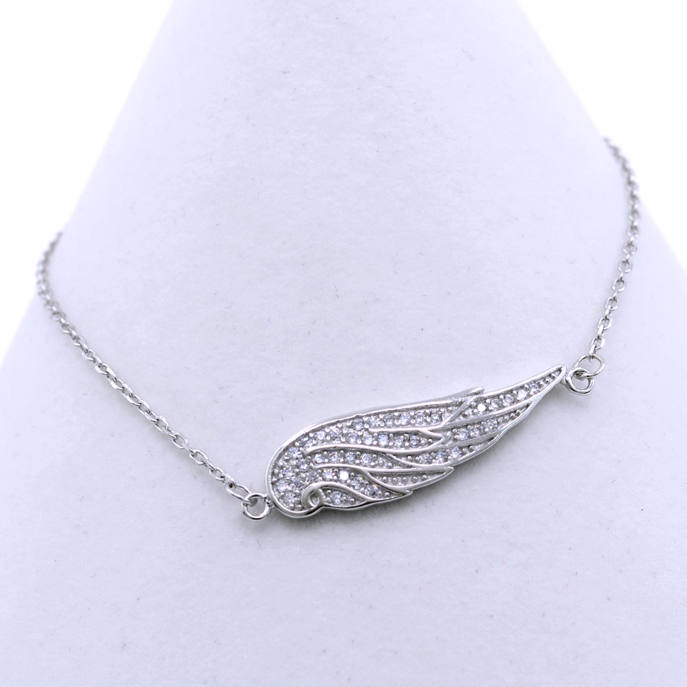 Bratara Aripa de inger, argint 925 rodiat, 17+3cm