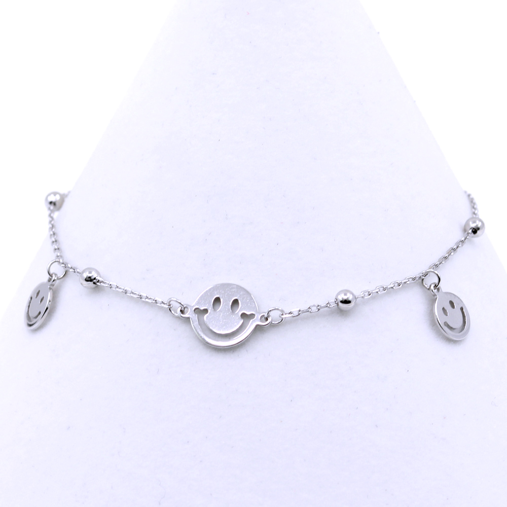 Bratara Smiley, argint 925 rodiat, 17+3cm