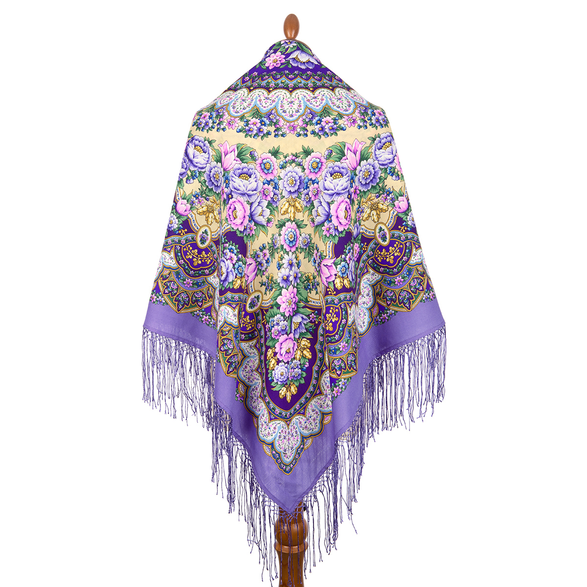 Premium shawl Rain, wool, mauve - 135x135cm