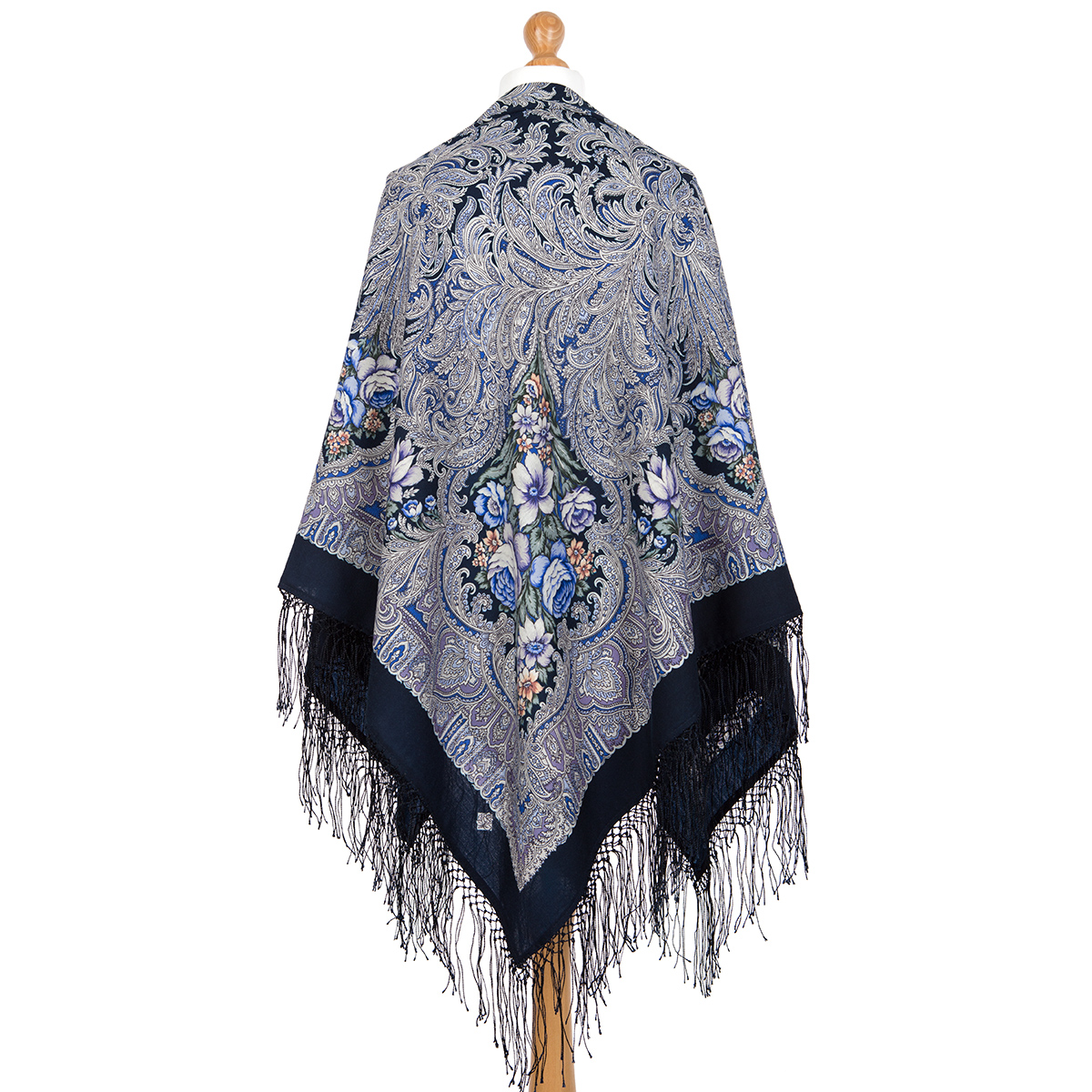 Premium shawl Enchantress Winter, wool, bleumarin - 135x135cm