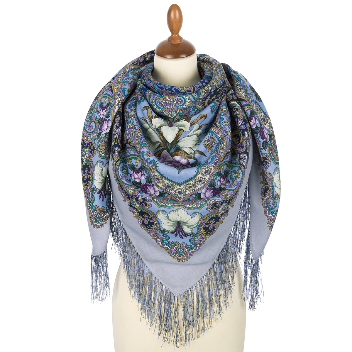 Premium shawl Fairy Tales of Summers Night, wool, grey - 125x125cm