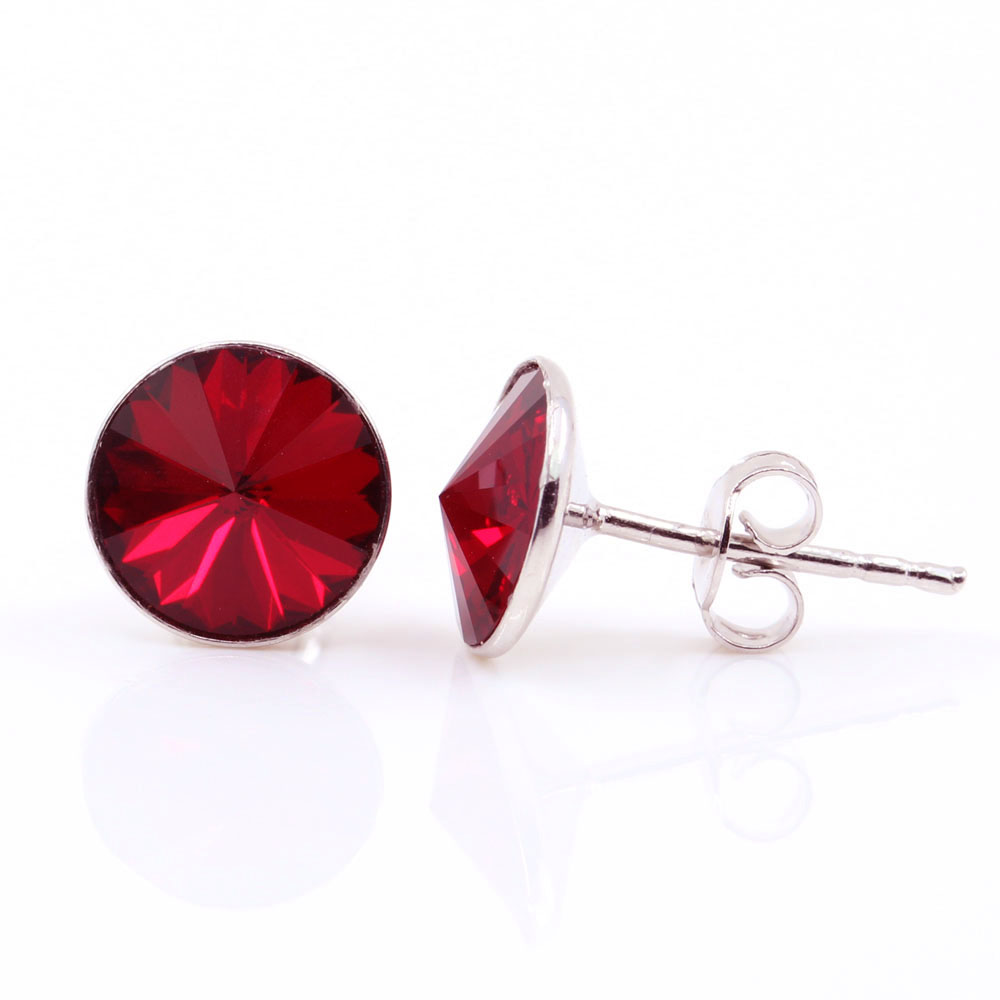 Cercei cu cristale rivoli Swarovski de 8mm Siam, argint 925 rodiat