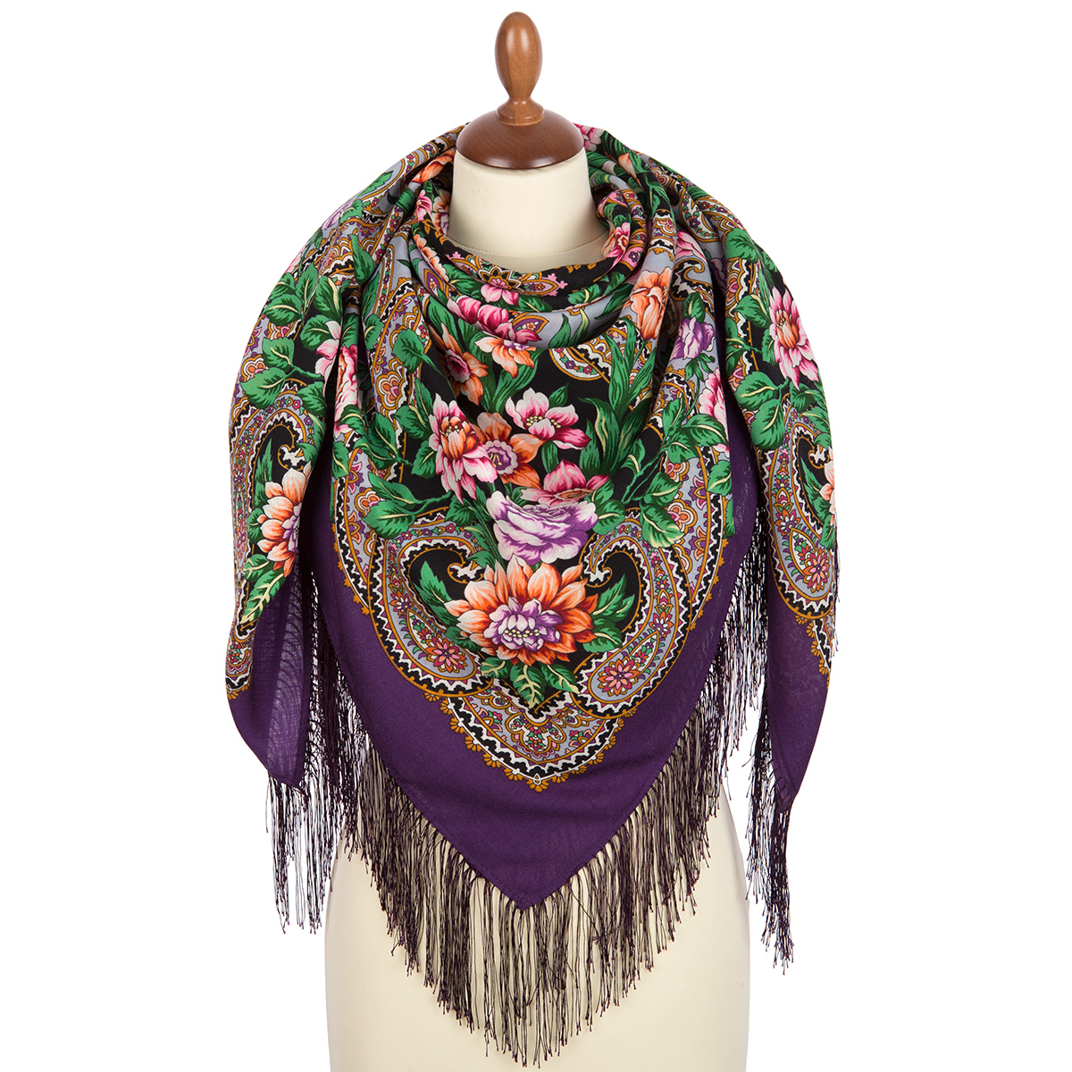 Premium shawl Land of Springs, wool, mauve - 125x125cm