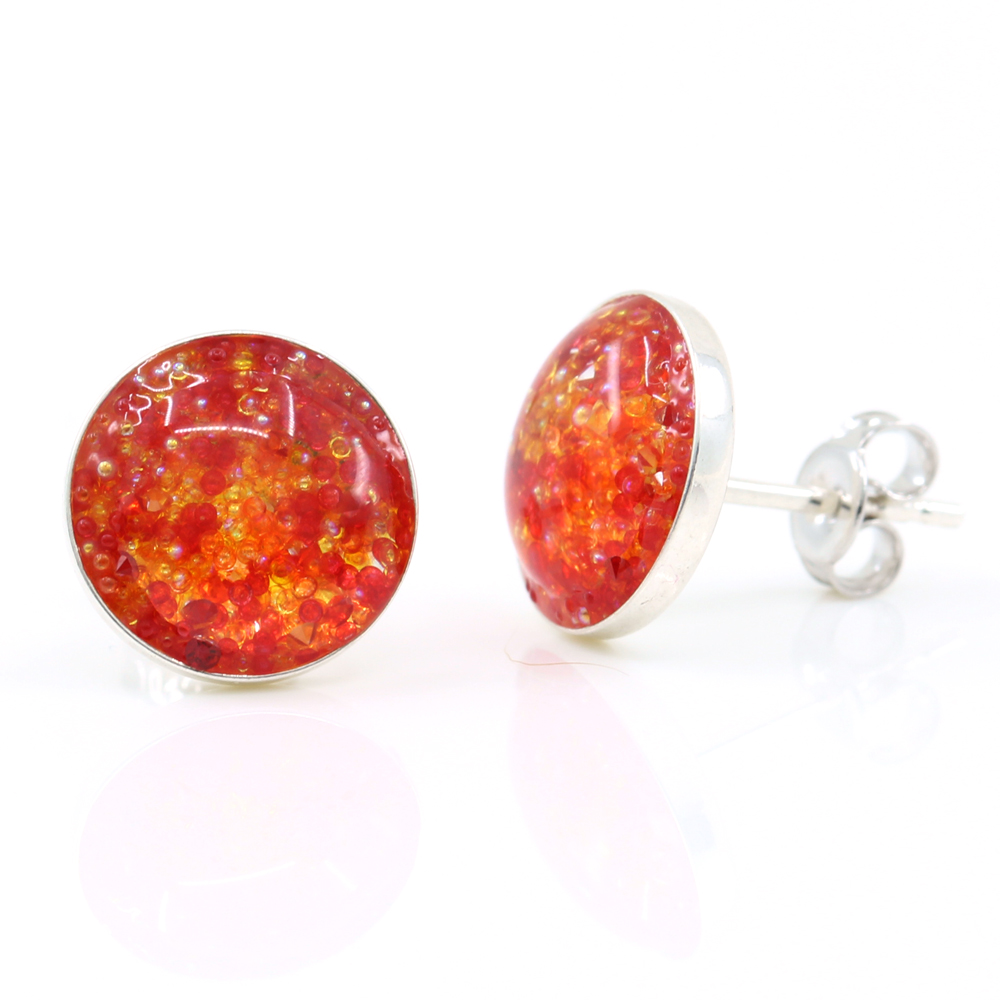 Cercei cu cristale Pixie Swarovski Fire Opal, argint 925 rodiat