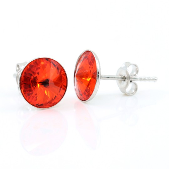 Cercei cu cristale rivoli Swarovski de 8mm Hyacinth, argint 925 rodiat